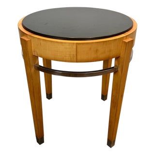 1940s Sycamore veneer and chrome The Pedestal with marble top For Sale