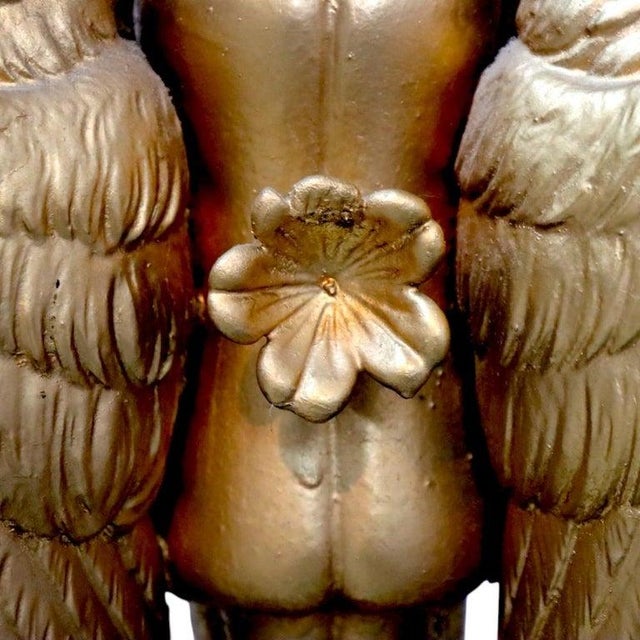 Aesthetic Movement Figural Heron Carved Gilt Wood Marble Top Side Stand C1880 For Sale - Image 10 of 14