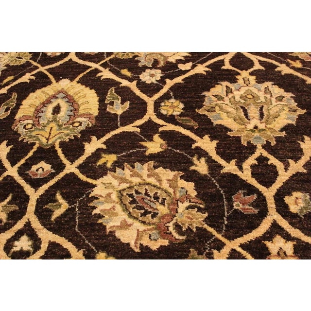 1990s 1990s Shabby Chic Kafkaz Brown/Lt. Tan Hand-Knotted Rug - 9'0 X 11'8 For Sale - Image 5 of 8