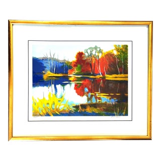 1990s Original Signed Tadashi Asoma "Afternoon Reflections" Screenprint, Ed. 132/175, Framed For Sale