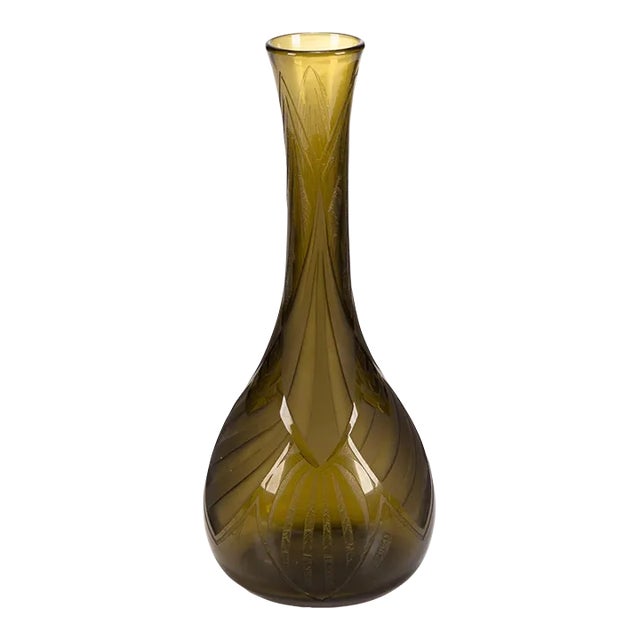 Signed Legras Acid Engraved Art Deco Glass Vase For Sale