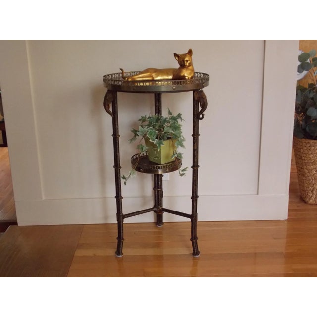 Late 20th Century Faux Bamboo Elephant Accent Table For Sale - Image 12 of 12