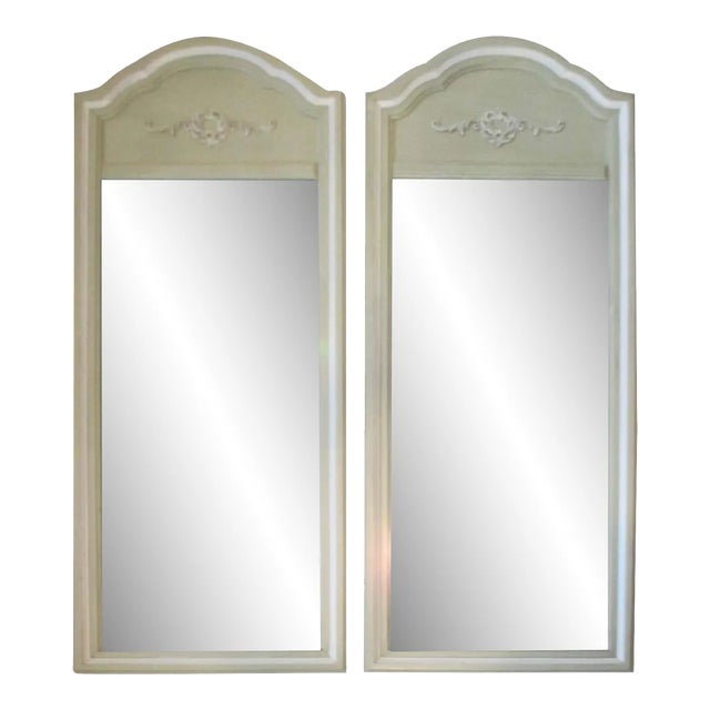 Vintage Mid 20th Century Celery Green Mirrors - a Pair For Sale