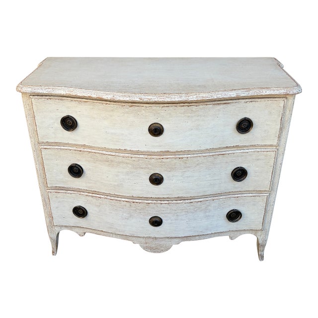 Swedish Gustavian Serpentine Painted Chest of Drawers For Sale