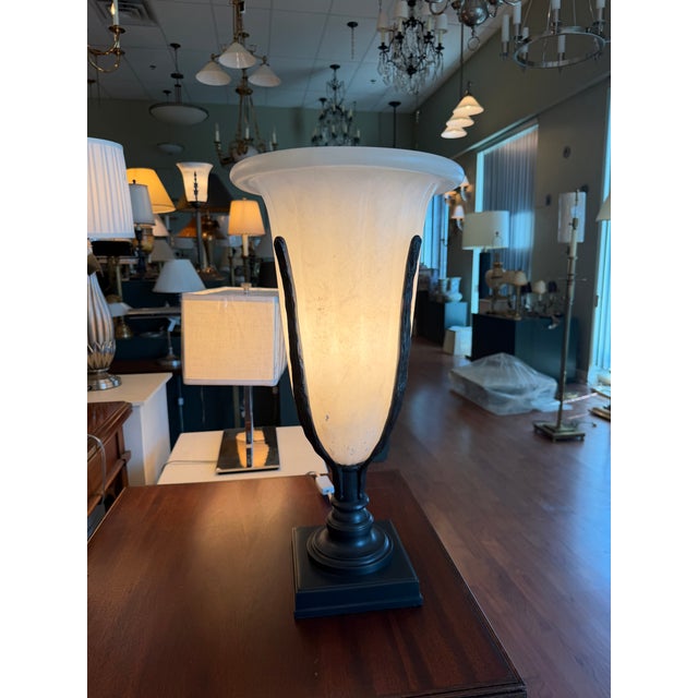 Mid 20th Century Vintage French Empire Style Alabaster With Bronze accentsTable Lamp For Sale - Image 5 of 5