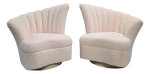 Mid 20th Century Art Deco Style Asymmetrical Chairs Newly Reupholstered - Pair