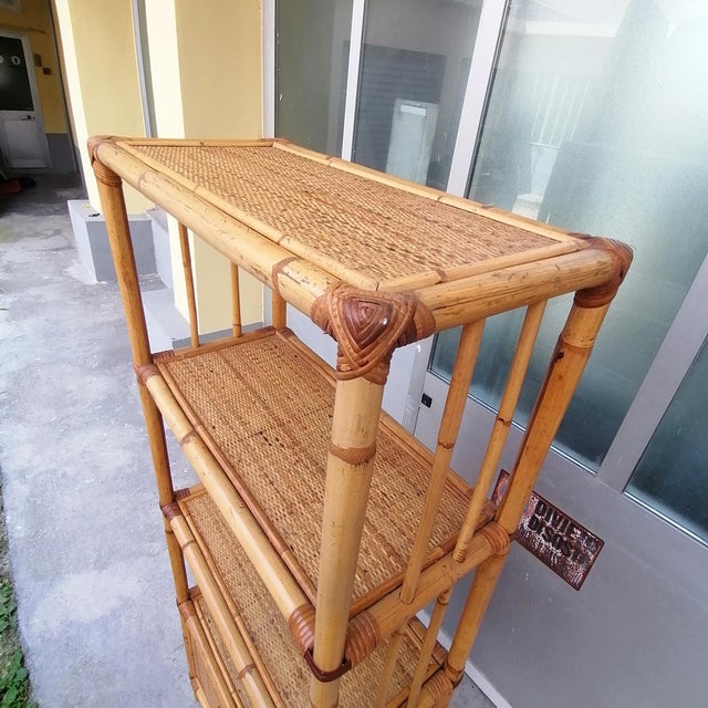 Bamboo and Wicker Bookcase, 1970s For Sale - Image 10 of 11