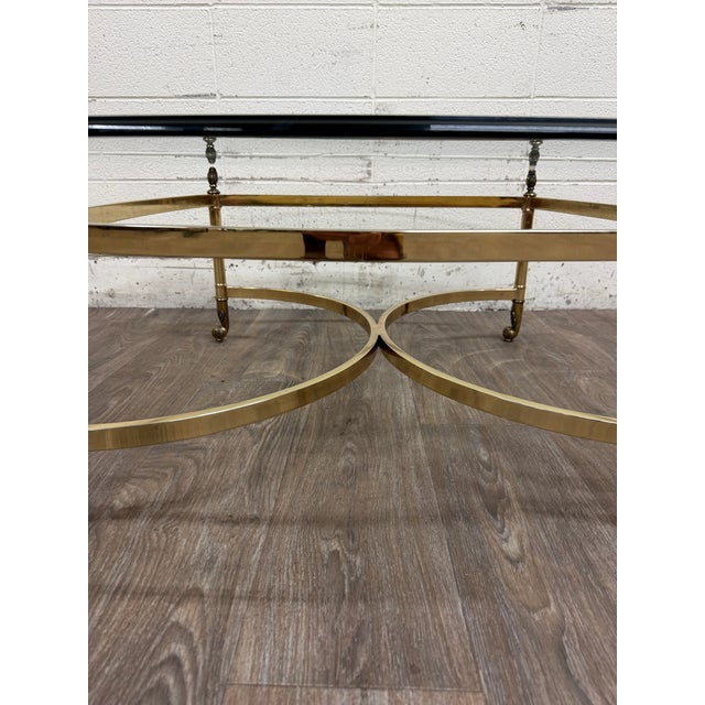 Vintage Hollywood Regency Brass Coffee Table With Beveled Glass Top For Sale In Kansas City - Image 6 of 13
