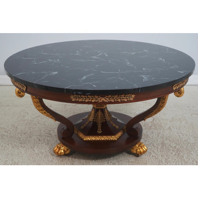 Traditional Baker French Empire Round Faux Marble Top Center Table For Sale - Image 3 of 16