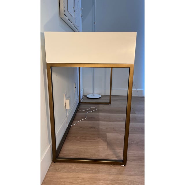 2010s Rh Teen Avalon Desk Restoration Hardware White Wood Writing Desk Vanity Table For Sale - Image 5 of 12