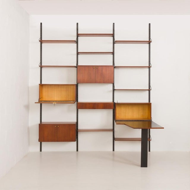 Wood Large Mid-Century Modern Italian Wall Unit with Hidden Desk, 1960s For Sale - Image 7 of 18