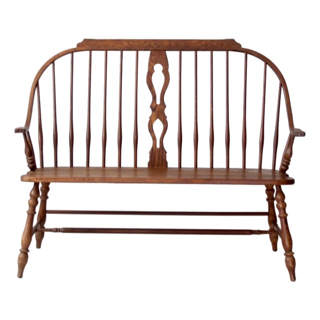 Vintage Temple Stuart “Scout Collection” Bow-Back Windsor Bench For Sale