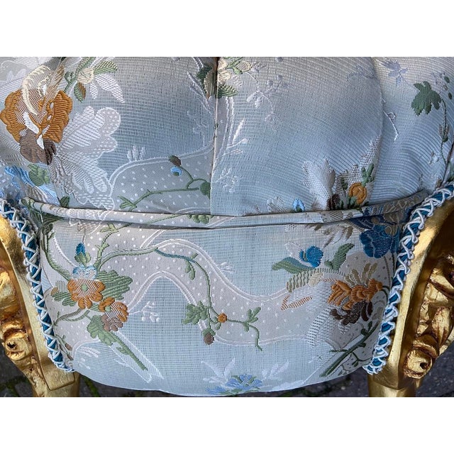Wood Late 20thC French Louis XVI Gold Beech Pistachio Bench For Sale - Image 7 of 8