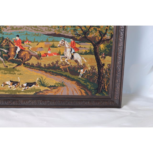 Vintage Hunting Scene Tapestry, 1940 For Sale - Image 4 of 11