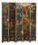 Chinese Export, Jappanned Screen, Crackle Lacquer, Gilt, Brass, China, 1960s For Sale