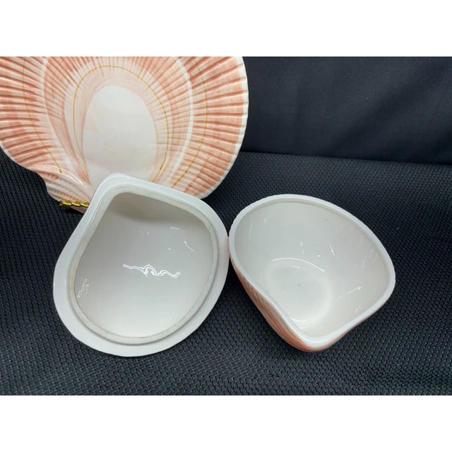 Tan 1990s Fitz and Floyd "Coquille" Shell Shape Plate & Shell Bowl - 2 Pieces For Sale - Image 8 of 9