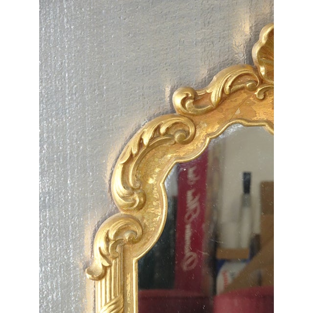 Vintage French Provincial Gold Syroco Style Wall Mantle Mirror For Sale - Image 12 of 16