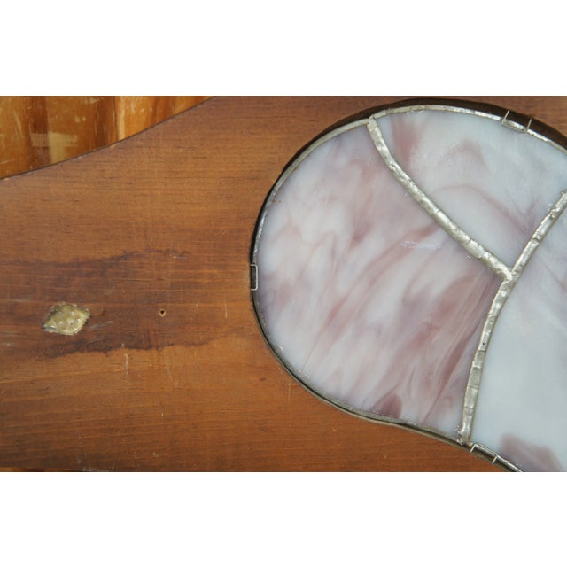 Late 20th Century Pine Heart Shaped Stained Glass Hall Tree For Sale - Image 6 of 9