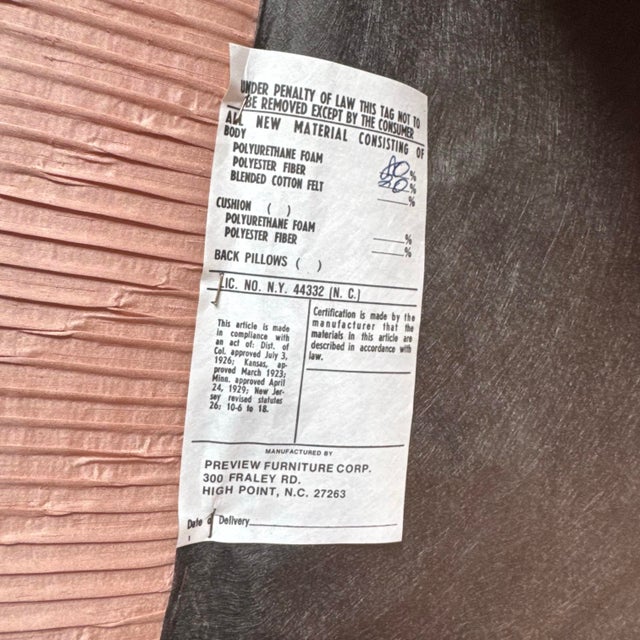 Postmodern Pleated Pink Fabric Arm Chairs by Preview Furniture - Set of 6 For Sale - Image 11 of 12