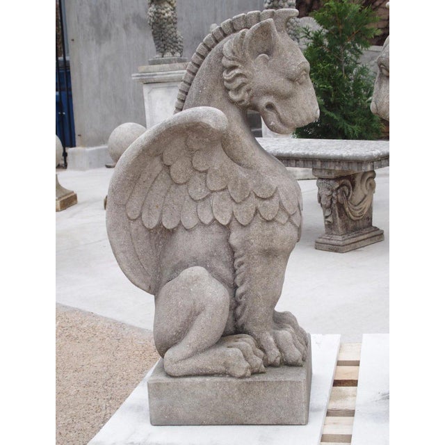 Pair of Carved Limestone Gargoyle Statues Chairish