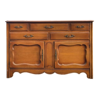 1960s Ufm Country French Solid Oak Buffet or Sideboard For Sale