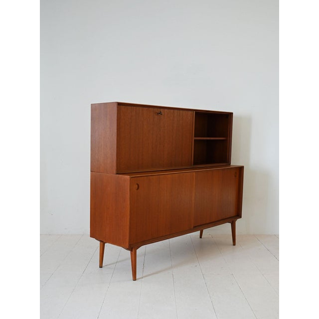 Vintage Danish Sideboard with Flap and Sliding Doors, 1950s For Sale - Image 6 of 11