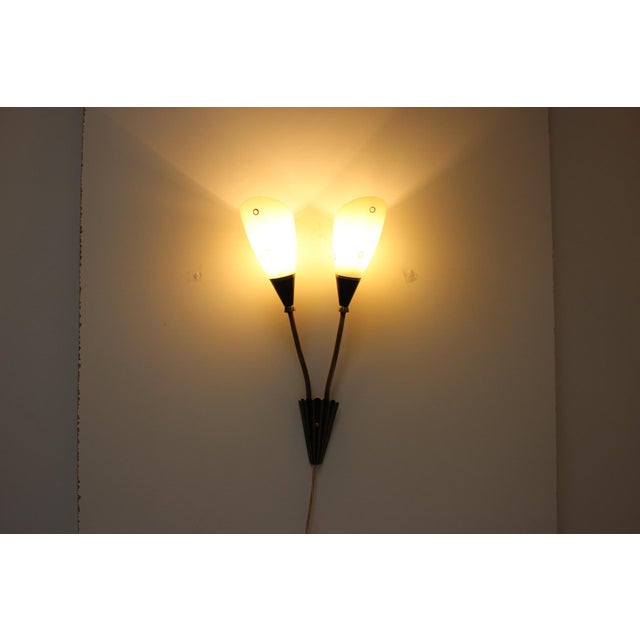 Mid-Century Brass & Glass Wall Lamp, 1960s For Sale - Image 13 of 17