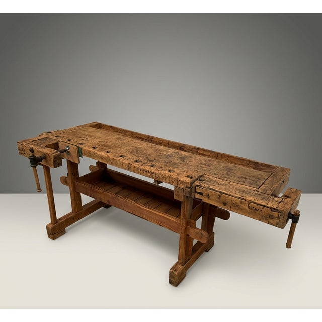 Vintage Industrial Wooden Workbench For Sale - Image 5 of 9