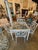 White Vintage 5 Pc Faux Bamboo Greek Key Patio Dining Game Table & Chairs Restored For Sale - Image 8 of 12