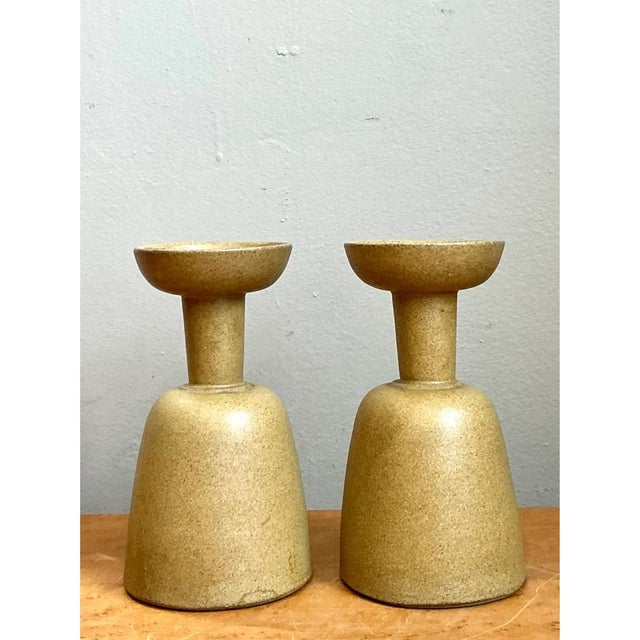 Vintage Modernist Ceramic Candle Holders For Sale - Image 9 of 12