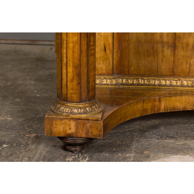 French Napoléon III Period 1860s Walnut Console Table with Original Marble Top For Sale - Image 4 of 12