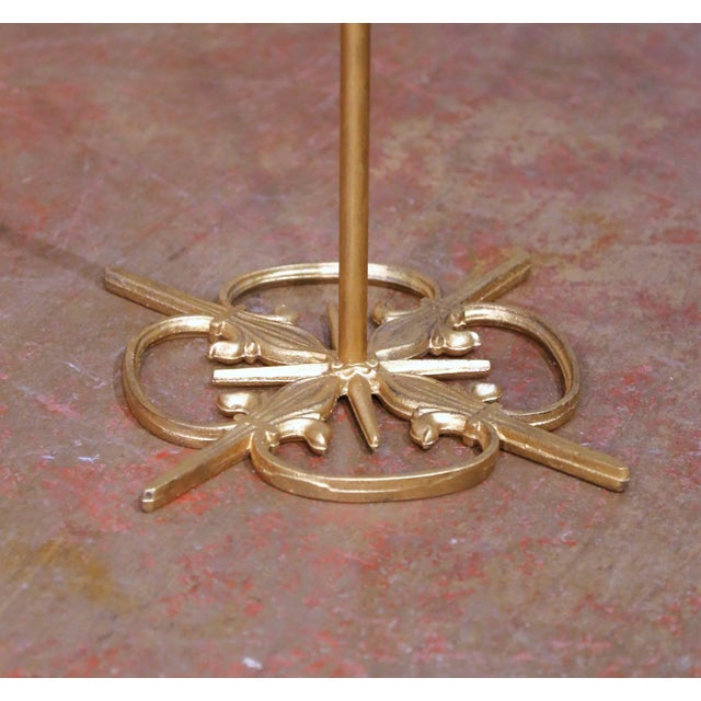 Louis XVI Style French Gilt Metal Fireplace Tool Set With Fleur-De-Lis Motifs For Sale - Image 4 of 12