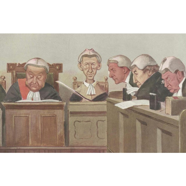 Paper Vincent Brooks, Vanity Fair Heads of the Law Judicial Caricature, British Courtroom Scene, 1902, Print For Sale - Image 7 of 9