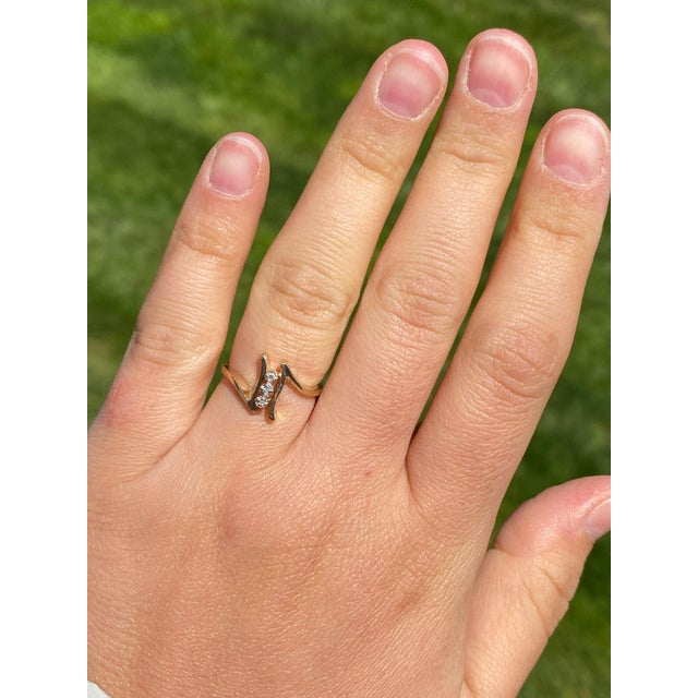 The Stiltner: Ladies Yellow Gold Diamond Bypass Ring For Sale - Image 9 of 10