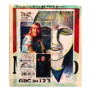 Tom CarapicMixed Media Outsider Art Original Photo Collage Drawing 2 Sided