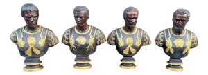 Vintage Busts of Roman Emperors in Patinated and Gilded Bronze, 1950, Set of 4