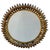 Magnificent round wrought iron sunburst mirror from the 1950s. Italian handcrafted, decorated with leaves.
