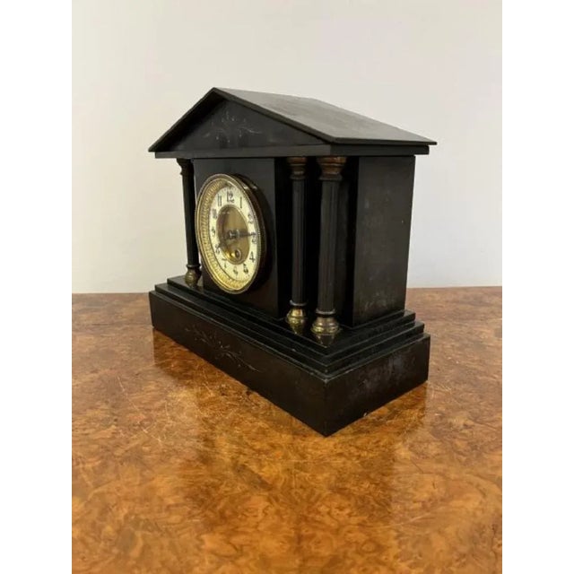 Metal ictorian Marble Mantle Clock, 1860s For Sale - Image 7 of 8