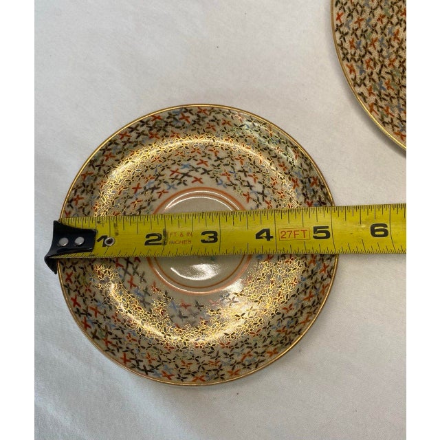 Antique Japanese Satsuma Butterfly Tea Cup, Saucer & Plate – Set of 3 For Sale - Image 15 of 16