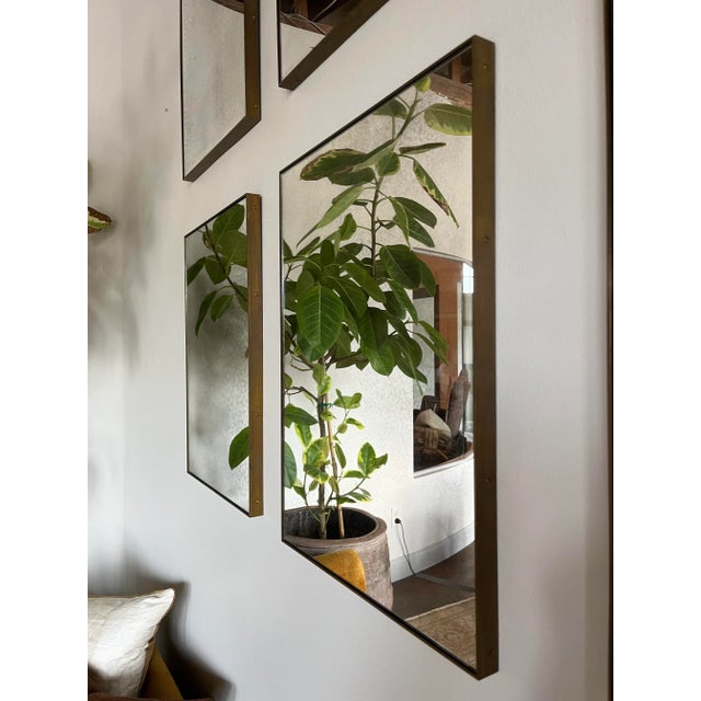 1970s Italian Brass Rectangle Mirror, Set of 6 For Sale - Image 4 of 5