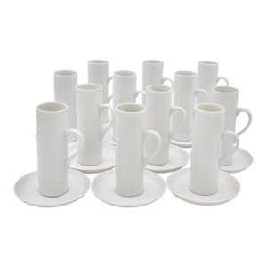 1950s Lagardo Tackett White Porcelain Espresso Cup & Saucer Set of 12