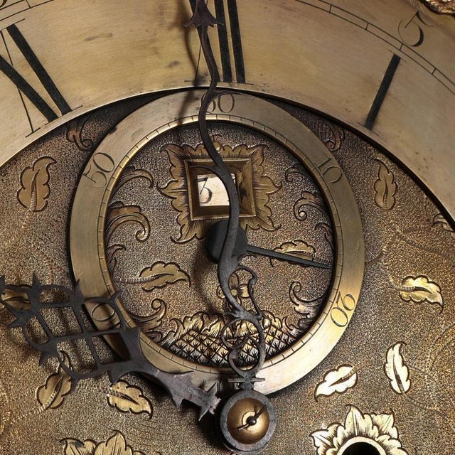 Wood Scottish Grandfather Clock Moonphase Longcase Painted Satinwood, 1830 For Sale - Image 7 of 9