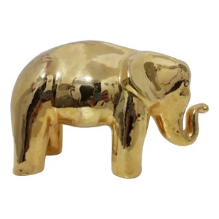 Golden Ceramic Elephant by Alvino Bagni, Italy, 1960s For Sale