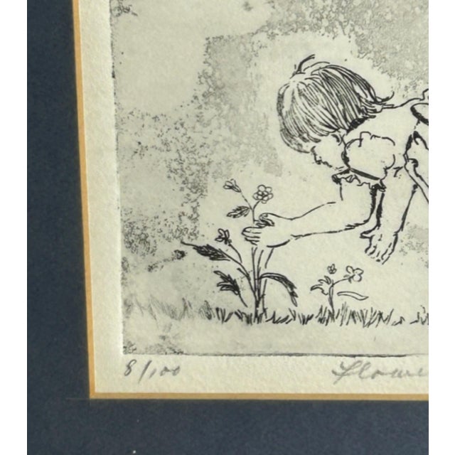Late 20th Century Late 20th Century L. Stein “Flower Picker” Signed Limited Edition Etching, 8/100 For Sale - Image 5 of 7