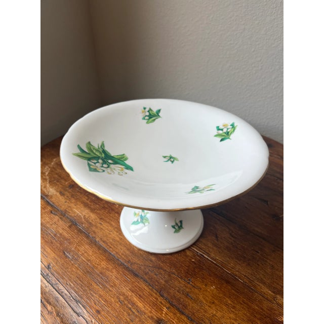 Vintage Handpainted Jasmine Design Pedestal Compote For Sale - Image 4 of 7