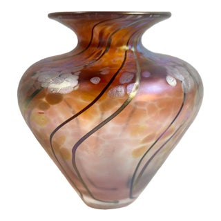 Tim Lazer Art Glass Vase Signed, Dated For Sale