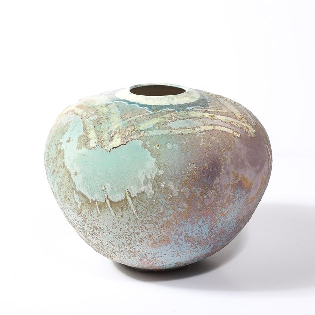 Mid-Century Glazed Gray & Violet Textural Ceramic Vase Signed Tony Evans For Sale - Image 12 of 18