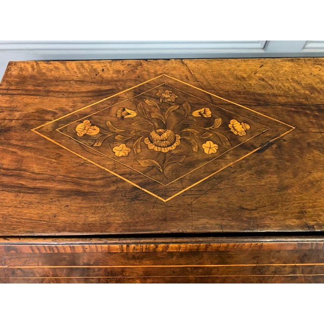 Antique Dutch Marquetry Walnut Bureau, 1760 For Sale - Image 10 of 14