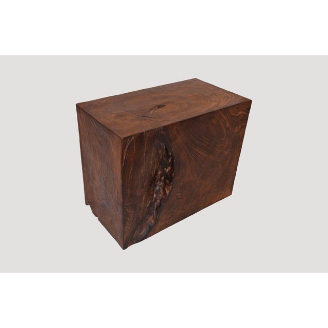 Contemporary Andrianna Shamaris Minimalist Single Charred Teak Wood Side Table For Sale - Image 3 of 5