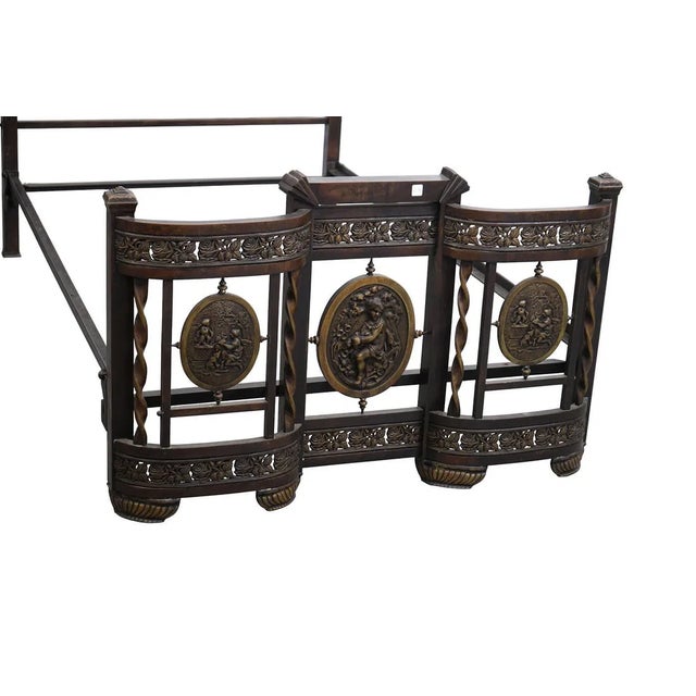 Metal Antique French Brass & Bronze Bed, Headboard & Footboard For Sale - Image 7 of 7